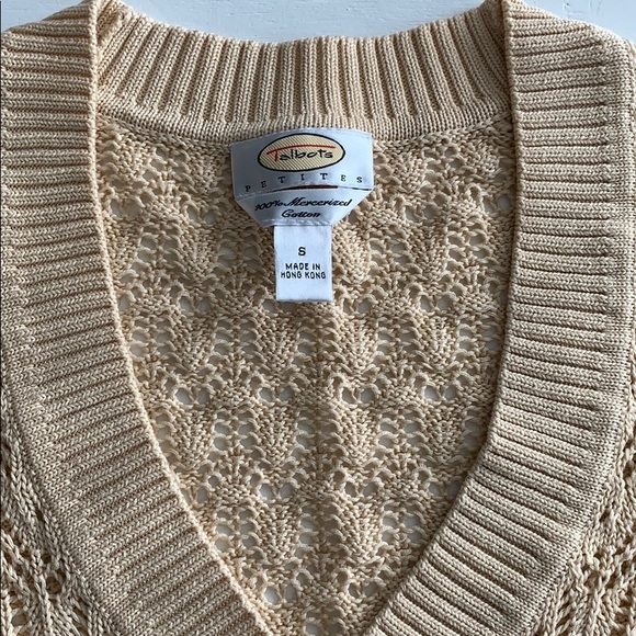 Talbots Open Stitch Beige V-Neck Sweater NWOT - Picture 5 of 10